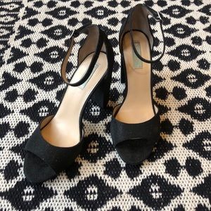 Betsey Johnson Carley Ankle Strap Block Heels Dress Sandals Black Size 10